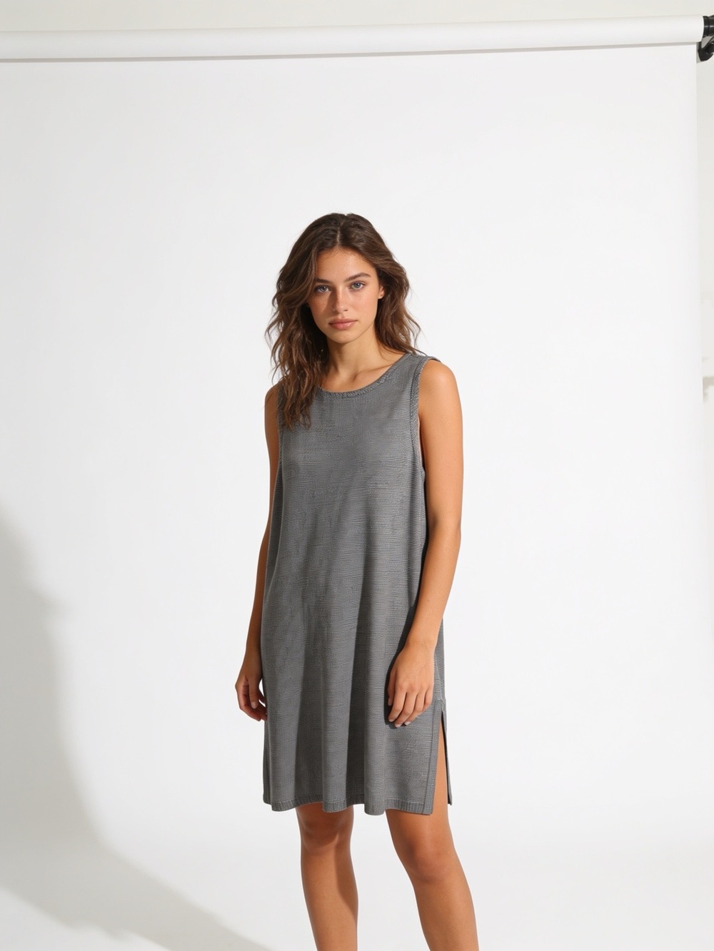 Eileen Fisher Gray Merino Wool & Tencel Sleeveless Tunic Dress XL